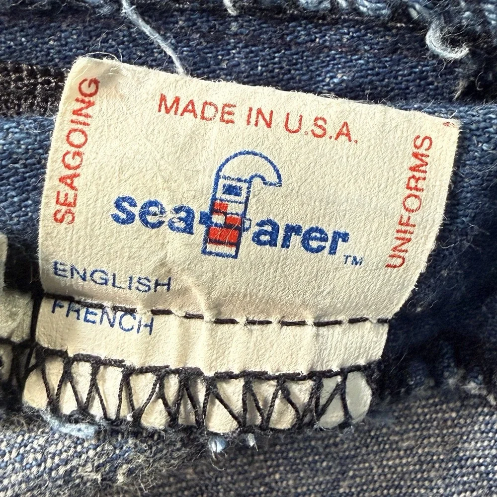 Vintage 70s Seafarer Bell Bottom Jeans 36x32 USA Made Navy Denim Sailor Talon 42